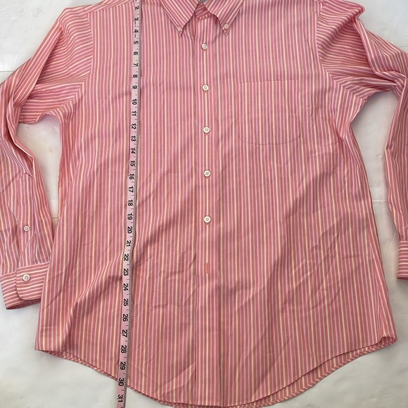 Brooks Brothers Orange Dress Non-Iron Stretch Shirt Slim Fit Large - Picture 13 of 13
